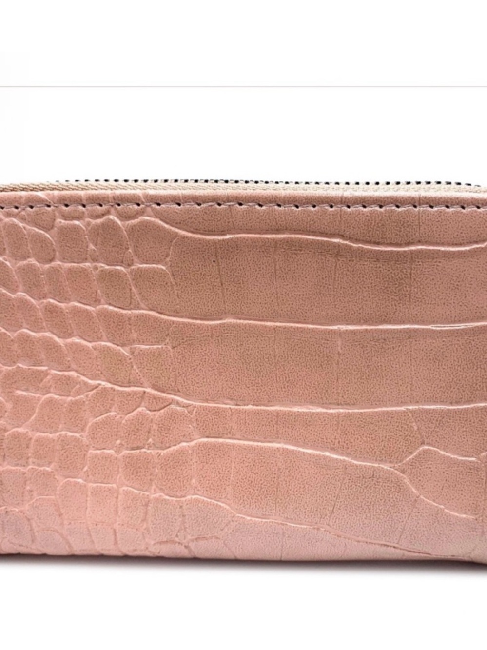 Badgley Mischka Croc-Embossed Pink Blush Zip Wallet NWT  Vegan Leather - Picture 3 of 6